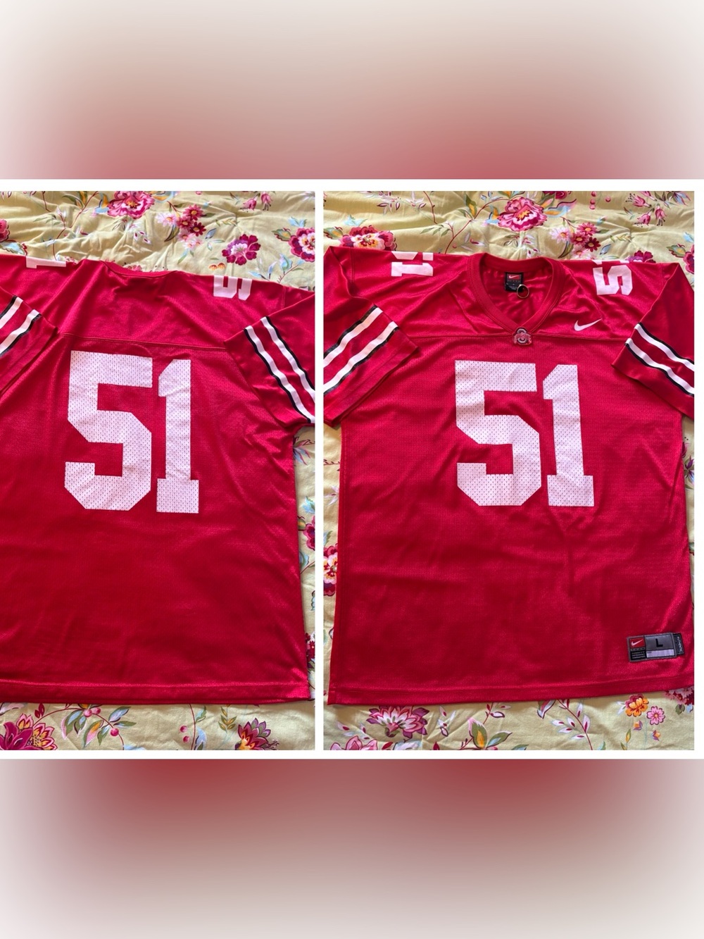 Ohio State Buckeyes x Nike x Anthony Schlegel #51 jersey size L 30x24 GUC vtg